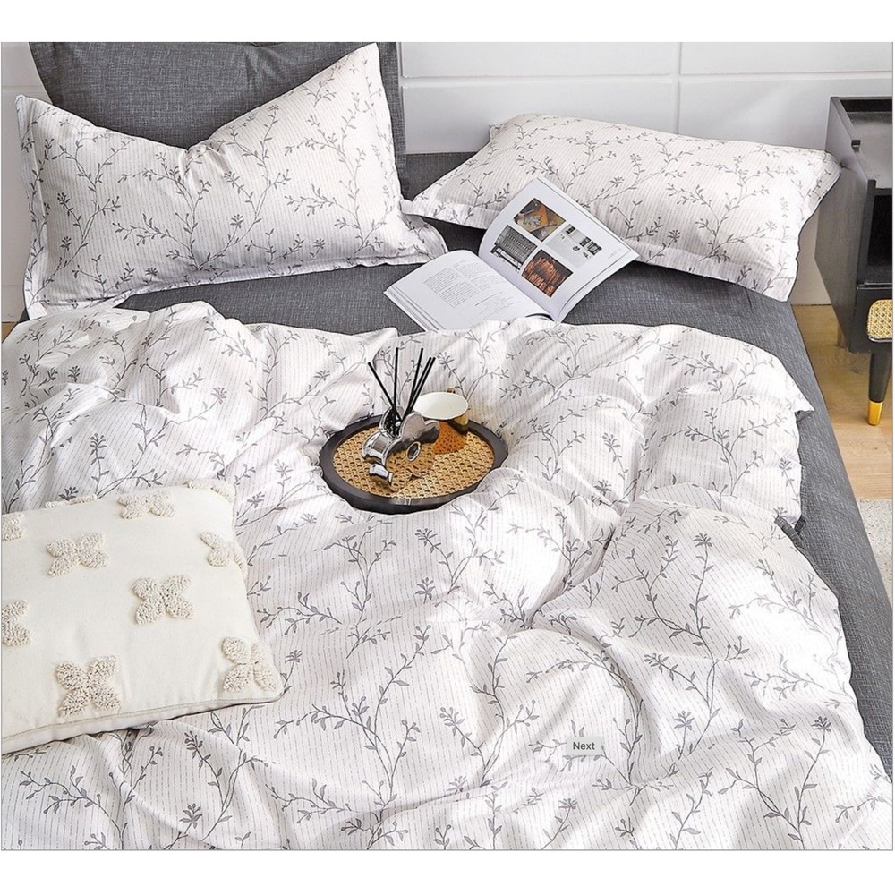 Ivy Gray Branches 100% Cotton Comforter Set Queen Modern Farmhouse Minimalist‎
